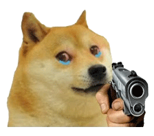 表情包|神烦柴犬拿枪表情包