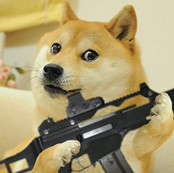 表情包神烦柴犬拿枪表情包