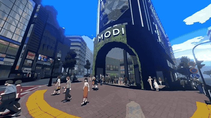 modi 大门:拥有明黄色大招牌的 tower records:繁忙的涩谷十字路口和