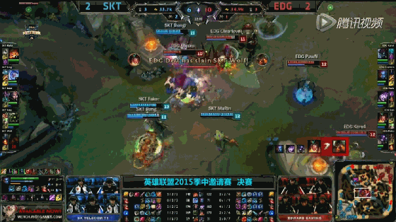 2015年lpl春季赛,在拥有童扬,厂长,pawn将军,deft,meiko的最强edg成功
