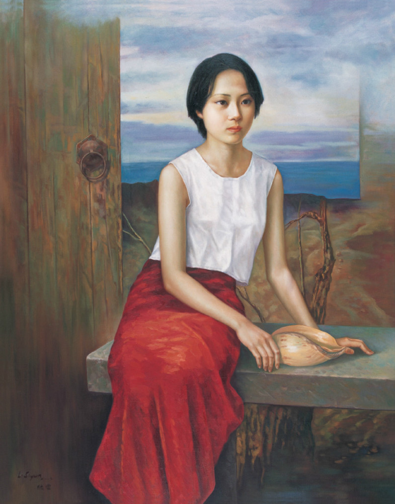 将孤独的模特形象栩栩如生地再现于画布之上,现实主义