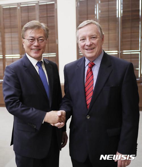 Image result for 文在寅 Dick Durbin