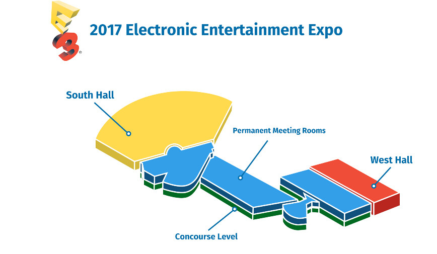 2017E3厂商展台分布：索尼占地面积接近微软三倍