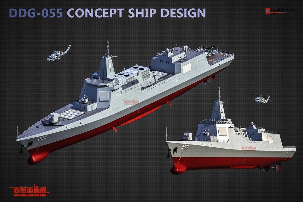比肩美军:055万吨驱逐舰全身精美CG_移动腾讯