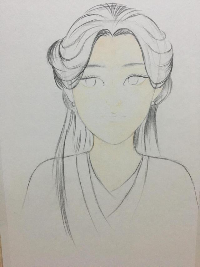 彩铅手绘:古风女子插画