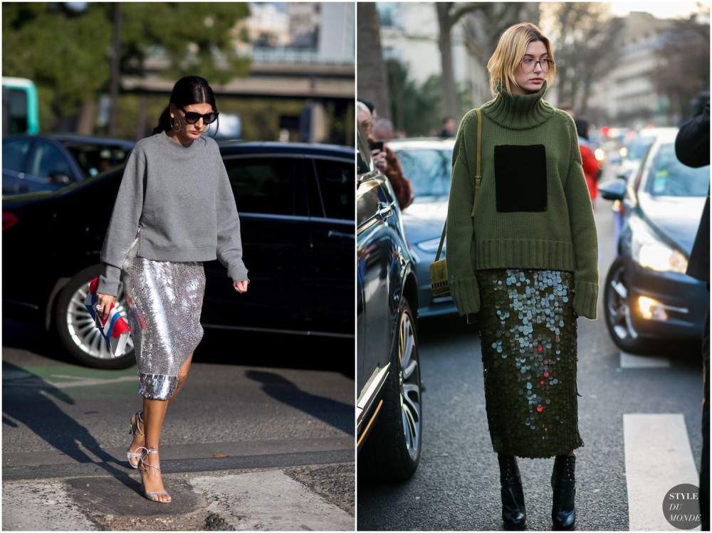 姬短裙,亮片毛衣短靴,杨幂自带发光体的穿法是