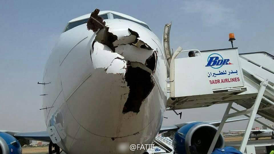 惊！飞机空中撞鸟 飞机鼻子被直接击穿！（组图） - 1