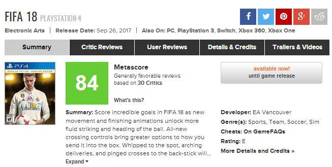 《FIFA 18》媒体评价出炉 足球游戏的顶尖之作