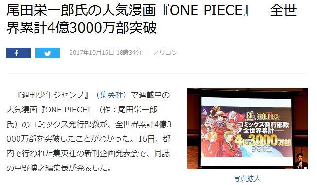 果然强无敌 《航海王》销量突破4亿3000万册