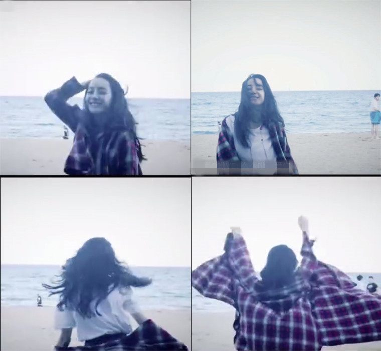 男朋友视角下的王珞丹清新自然,迪丽热巴海边