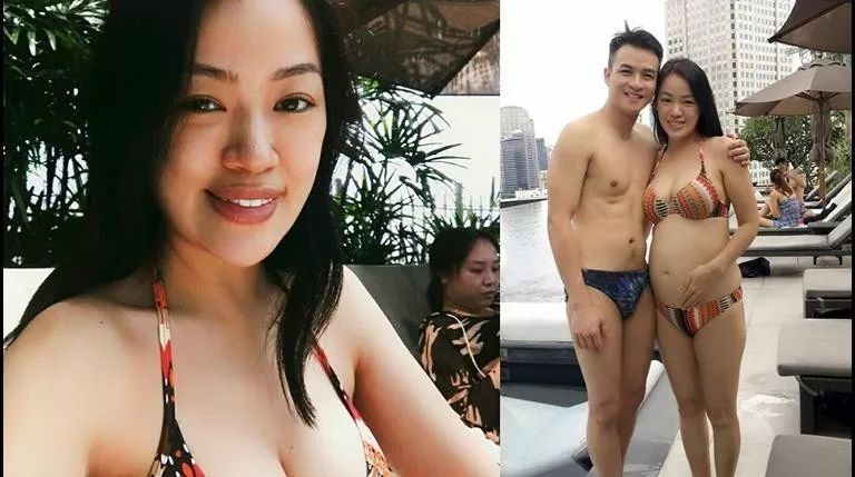 43岁艺人李漫芬晒大肚与老公合照，网民赞：两个上围都好丰满 - 1