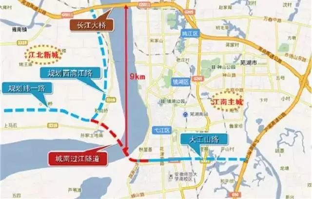 芜湖城南过江隧道位置示意图 泰山路长江公路大桥