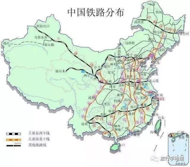 中国主要铁路路线分布图