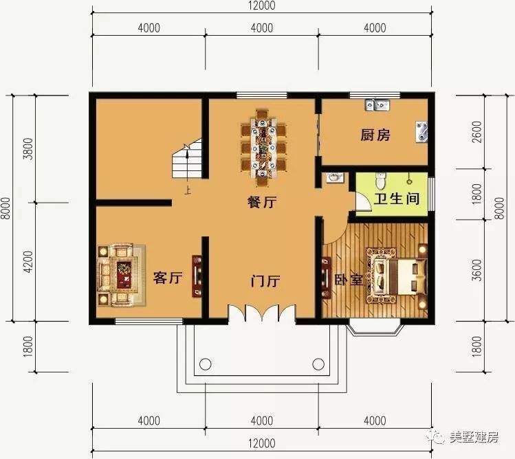 12x8米标准农村自建房别墅,样式美观户型实用才是王道