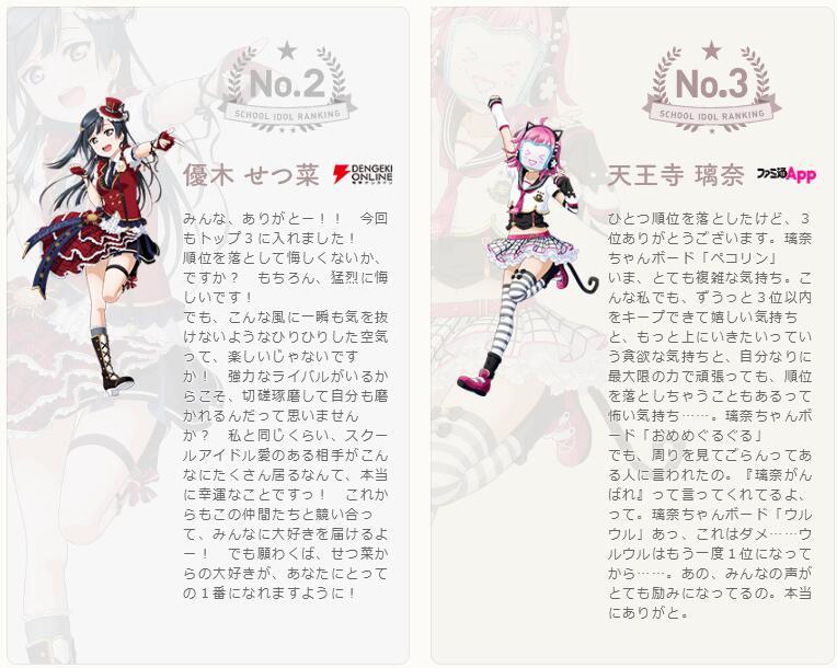 继续推！《LL》虹之咲学园第四次选举结果公开
