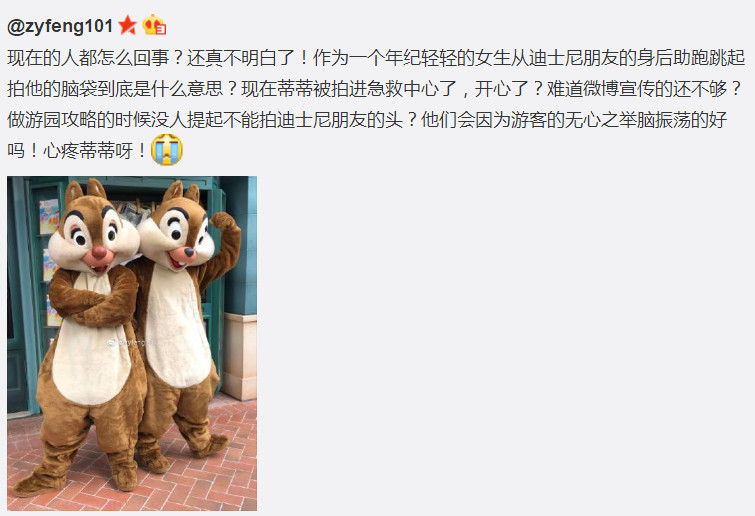 上海迪士尼再曝不文明行为 女游客暴击“花栗鼠”