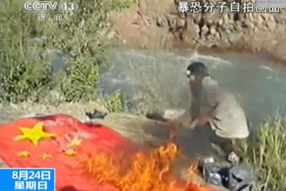 央视曝恐怖组织烧多国国旗视频