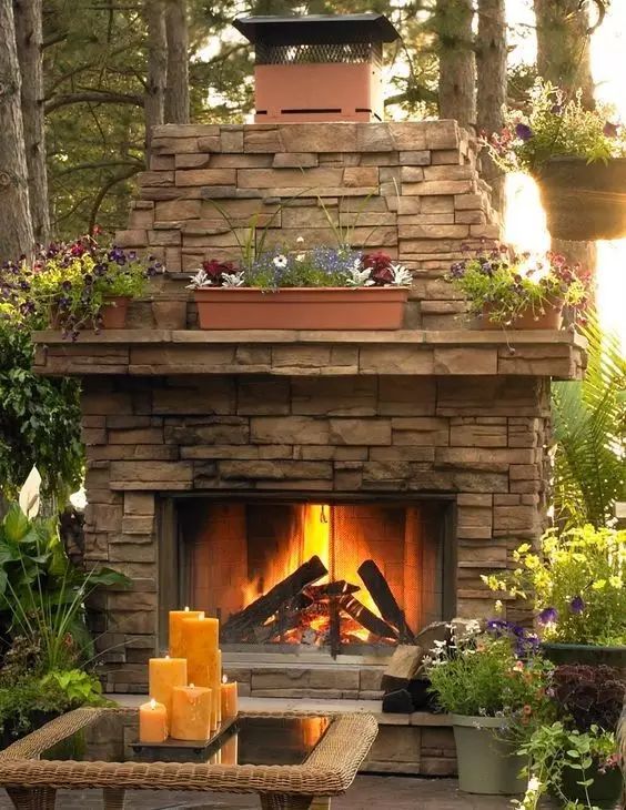 更显生机勃勃 「美式庭院壁炉」 田园风光无限好 红砖,石材砌成的壁炉