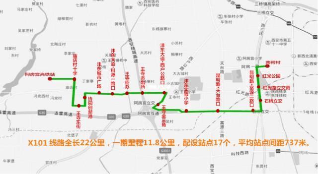 x101常规公交线路   阿房宫高铁站至南何村(x101路一期),该路段全