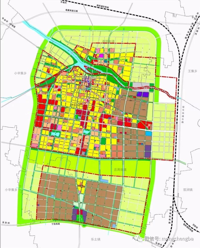 蒙城县城火车站的规划位置如下图 规划至 2030 年,新增宿阜高速公路