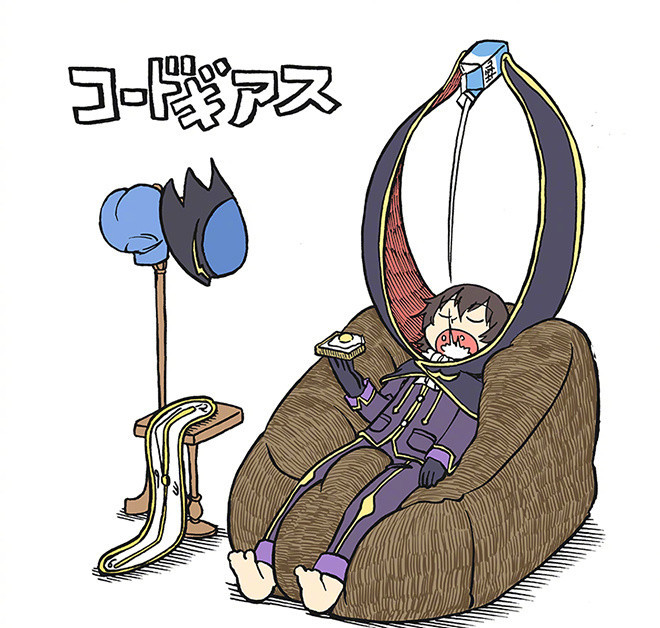 奶来张口！《日常》作者画的鲁鲁修太慵懒