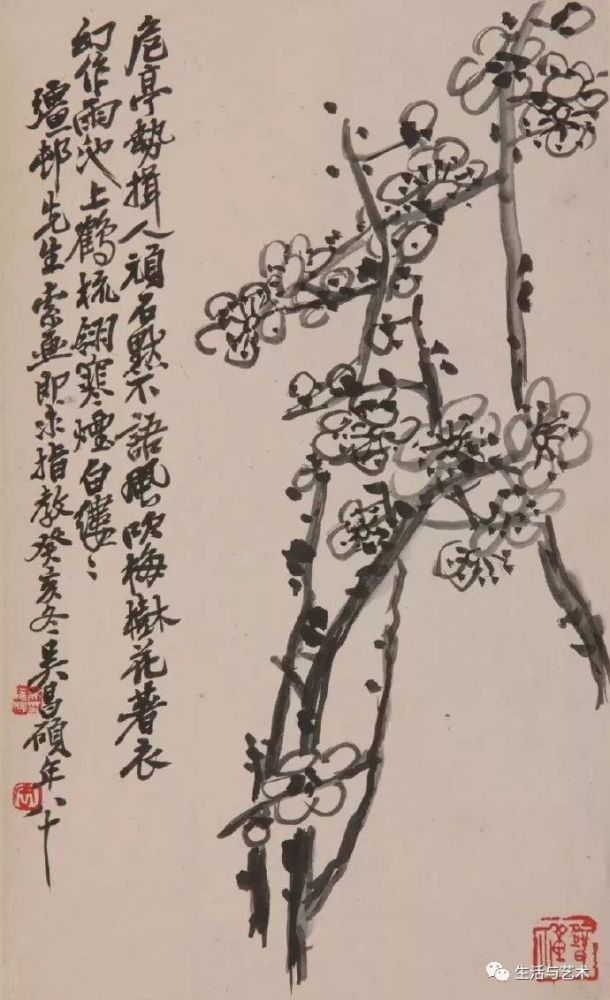 极简国画梅花:张大千,齐白石,潘天寿信手拈来