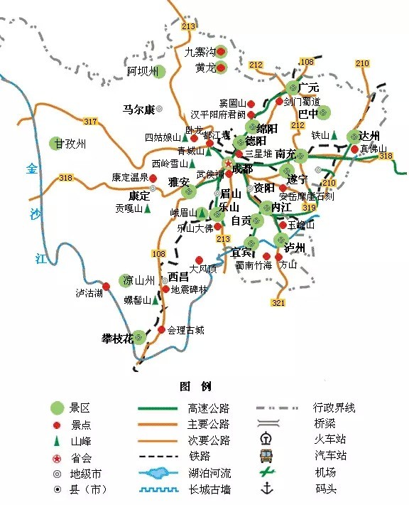 中国各省旅游简图2017 全国著名景点分布图