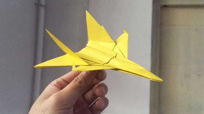 教大家一款折纸飞机,折纸战斗机模型f14的折法教程图解