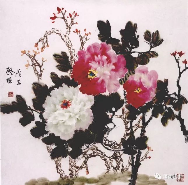 王启桓写意牡丹画法步骤与作品欣赏