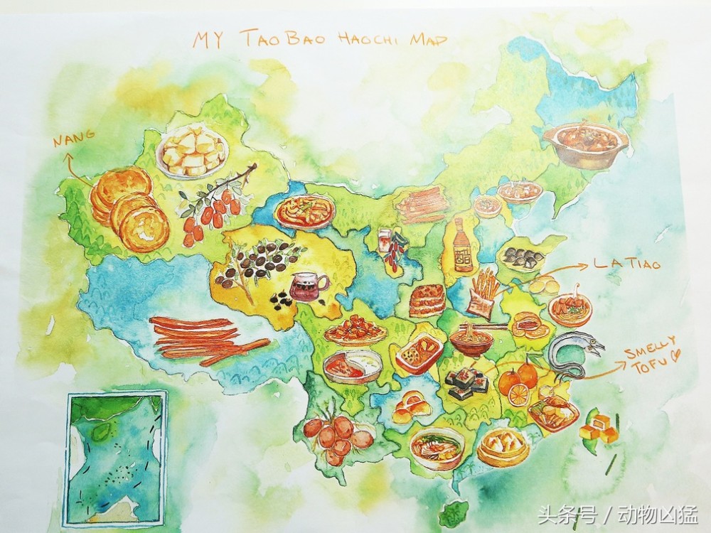 外国帅哥手绘中国美食地图 走红网络获赠臭豆腐