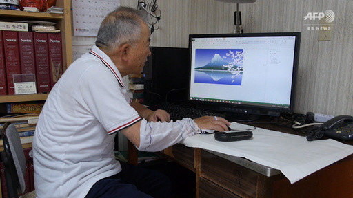 日本老人退休后零基础学电脑 用Excel作画开画