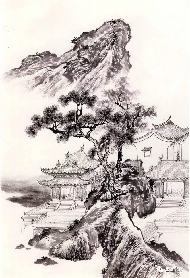 亭台楼阁画法图示与白描画稿