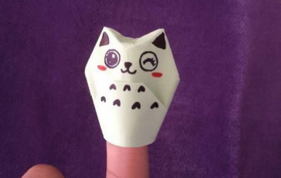 儿童手工折纸diy可爱动物小猫咪手偶玩具 简单易学