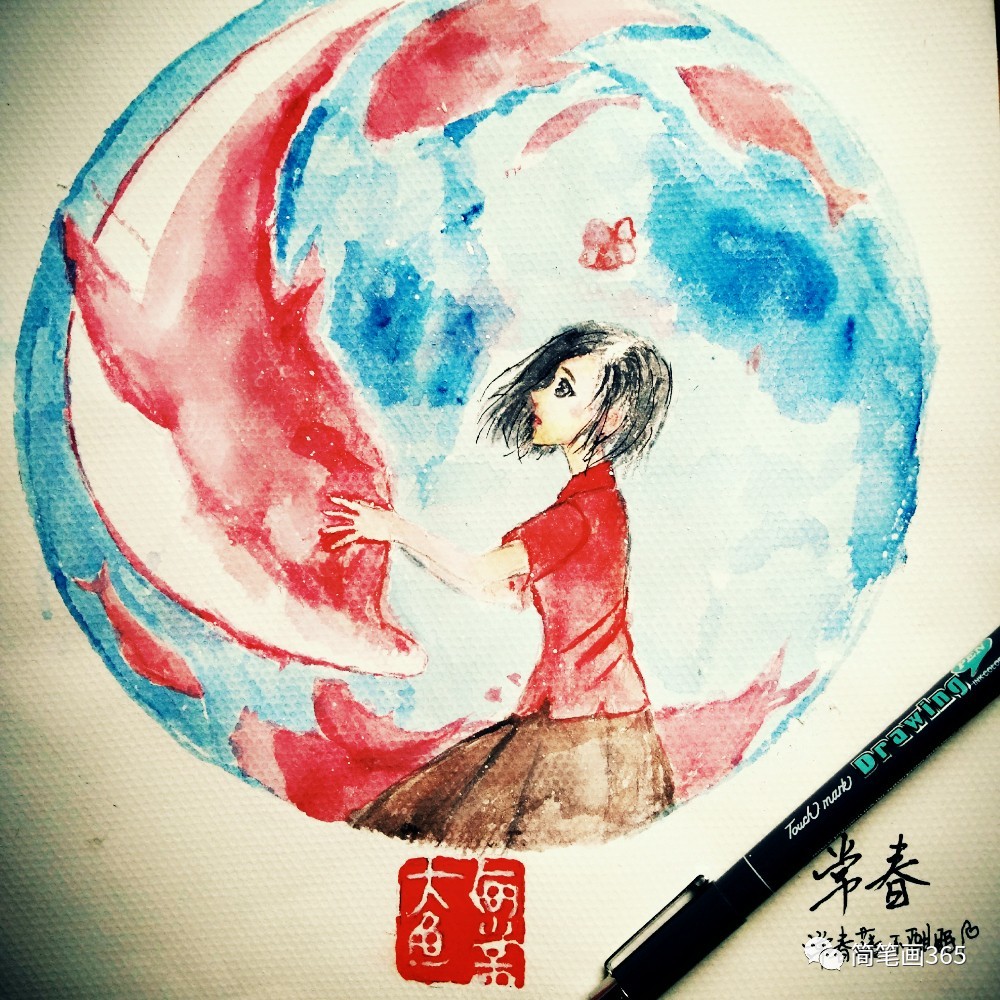 支持大鱼 海棠国产动漫# #手绘#绘画# 00后绘画大赛##水粉