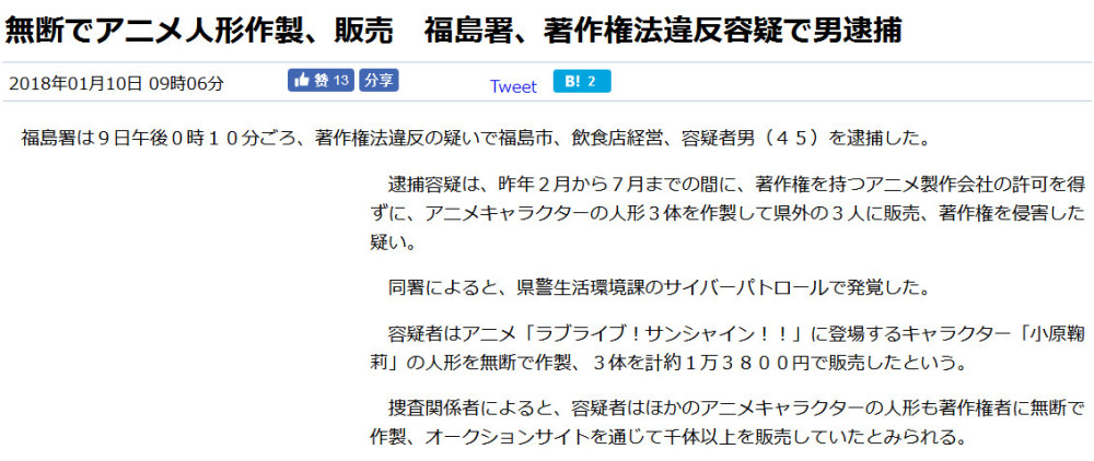 岛国大叔自制上千盗版手办被警方逮捕 