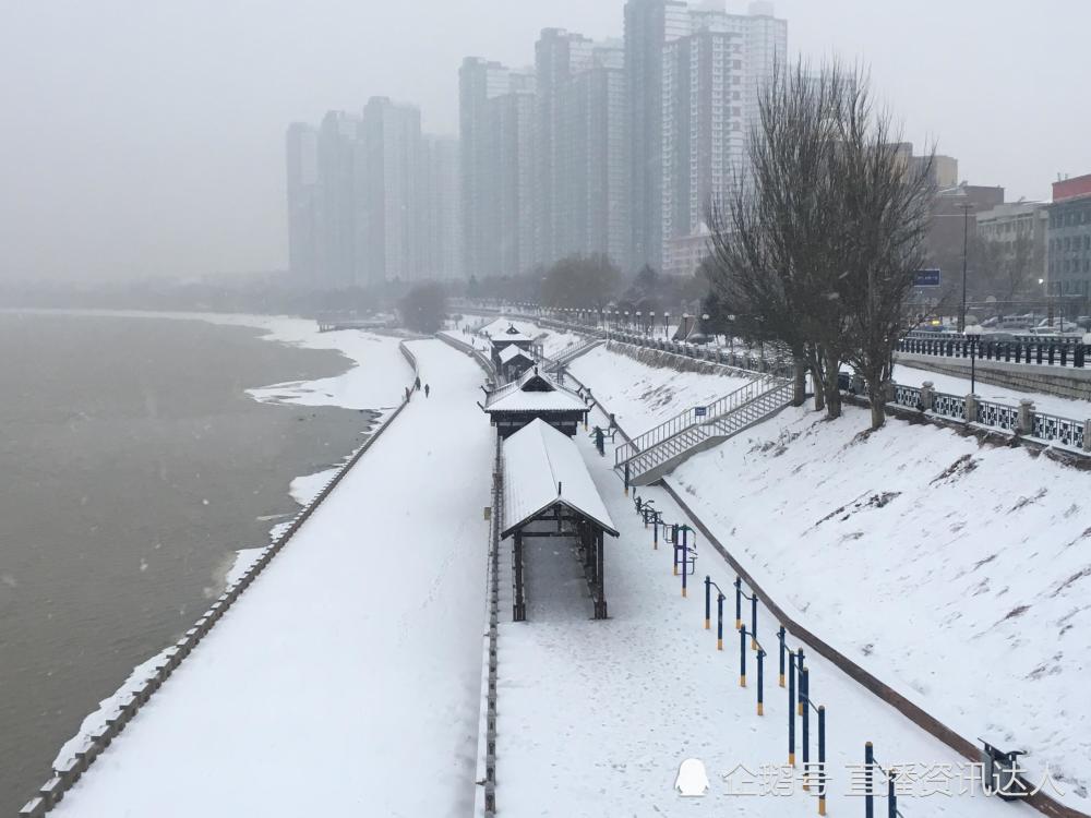 这是降雪中的吉林市松花江畔雪中景观,看上去非常美.