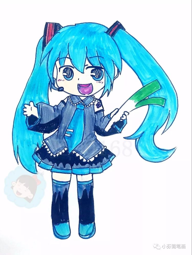 简笔画:初音未来,那个会唱会跳的美少女