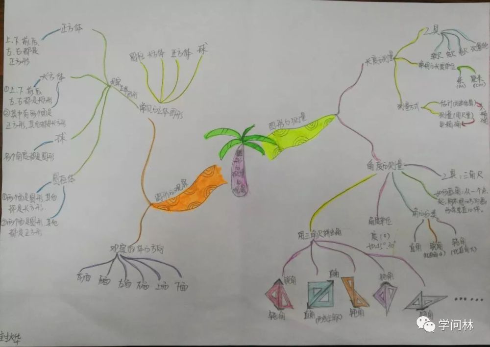 二上数学"图形的测量与观察"的思维导图分析,思维导图