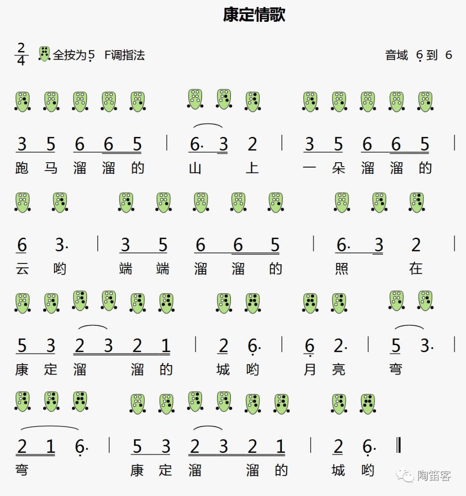 《康定情歌》简谱