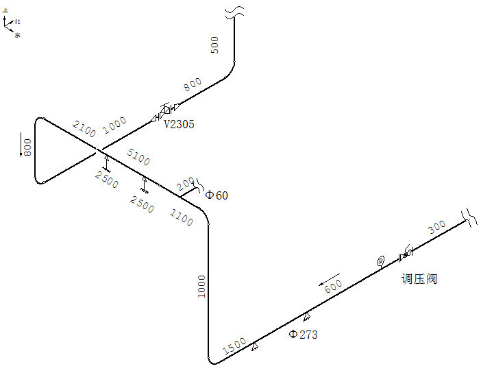 图4.1振动管道单线图 4.