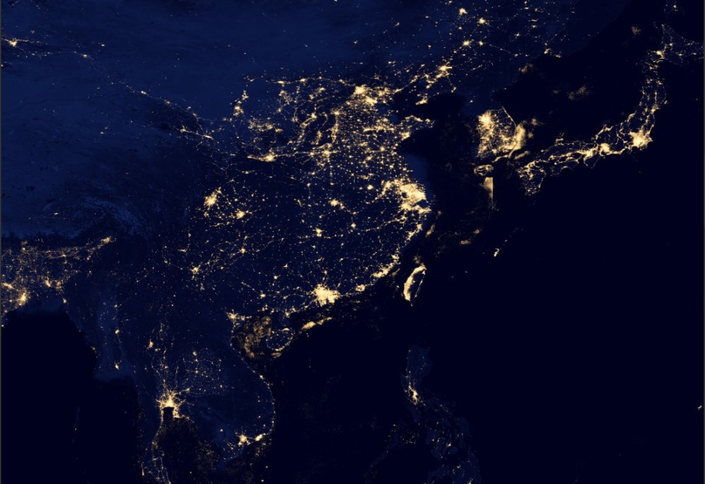 从太空中俯瞰各国城市夜景,万家灯火通明除了朝鲜