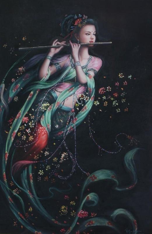 敦煌飞天系列油画,太唯美!