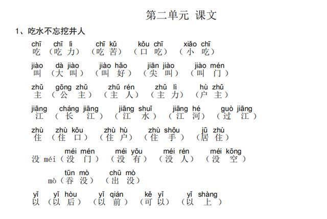 部编版一年级语文下册《生字注音组词》,一份资料帮你