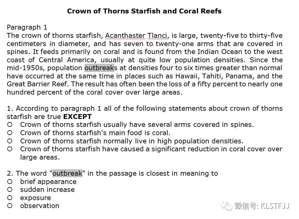 (4)命中的crown of thorns starfish and coral reefs