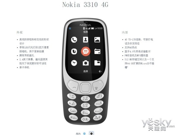 Nokia 3310 4G版发布:支持VoLTE高清语音和W