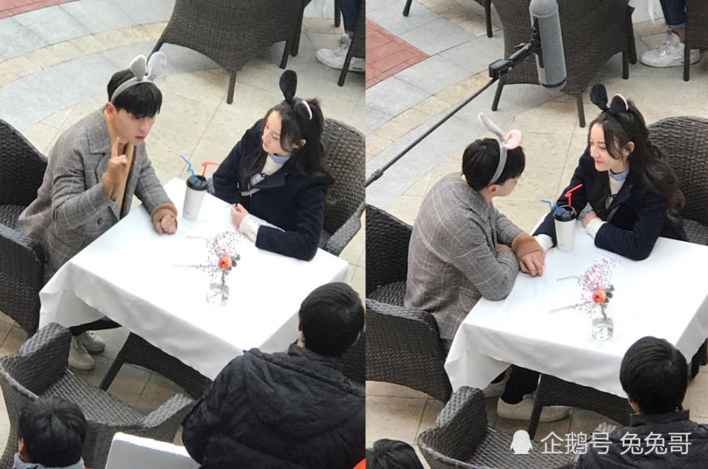 太甜了!迪丽热巴邓伦戴兔耳朵喝一杯饮料还亲