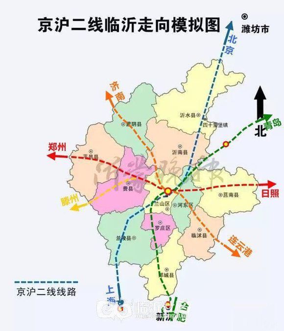 京沪二线从潍坊南下后,经沂水进入临沂继续南下.