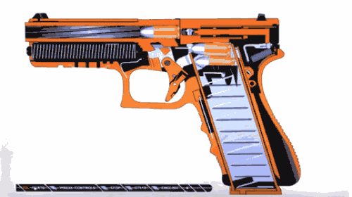 枪机闭锁,弹簧压迫撞针进入击发前滋. 3.