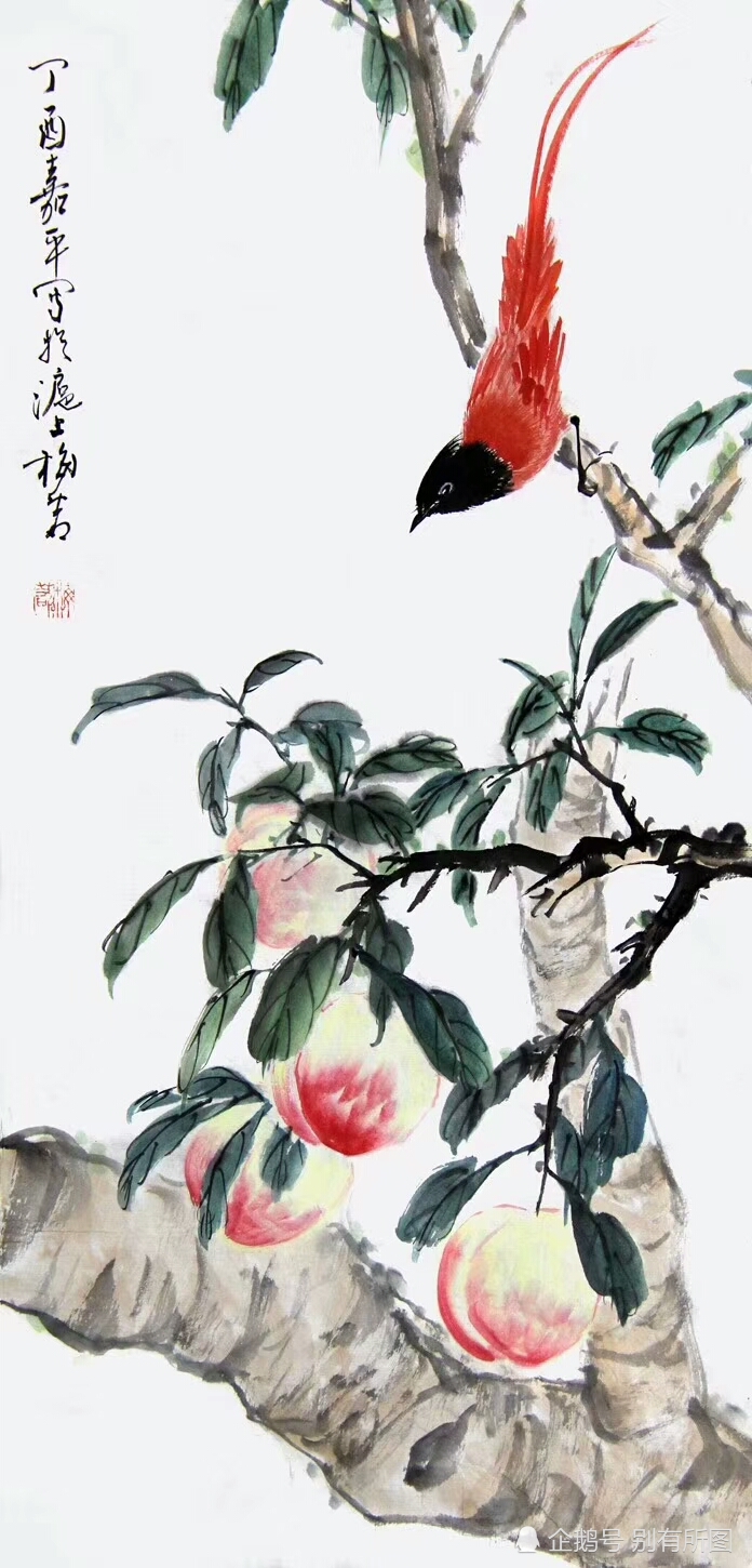 泥金荷花鸳鸯图,国画花鸟画,画家梅若老师作品欣赏