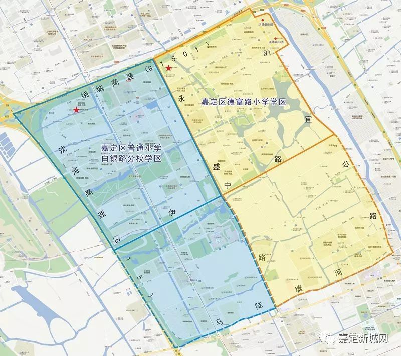 同时调整相关学校学区 具体调整情况如下 嘉定新城调整后学区范围